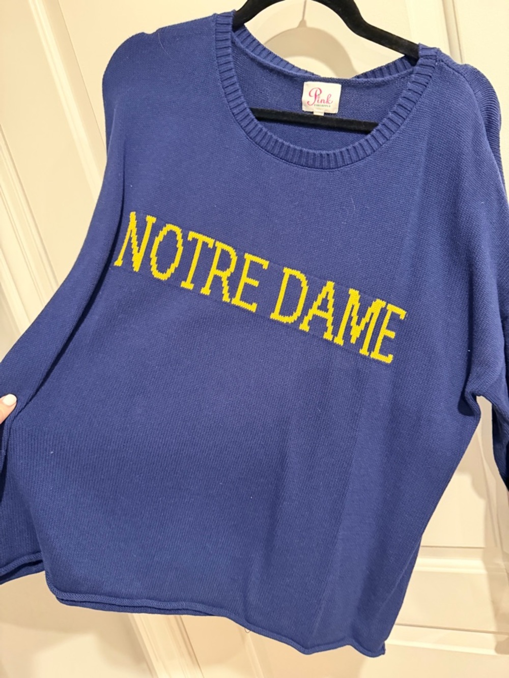 Notre Dame Women's Blue Crewneck Sweater - Picture 2 of 3